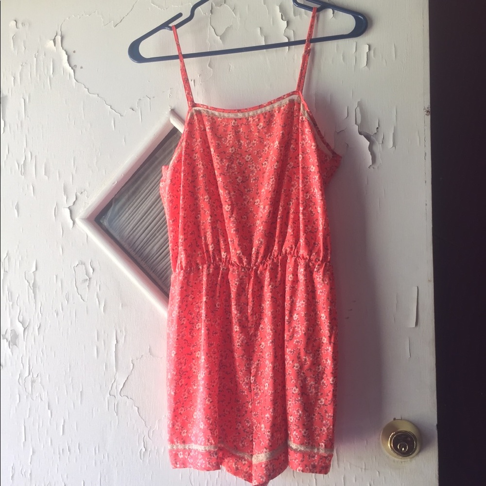 Pink Spaghetti Strap Short Romper